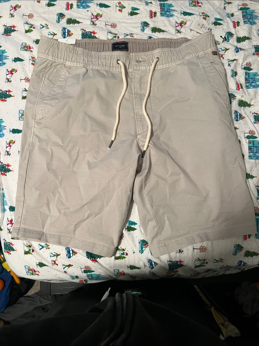7 Diamonds Tan Elastic Waist Cotton Shorts